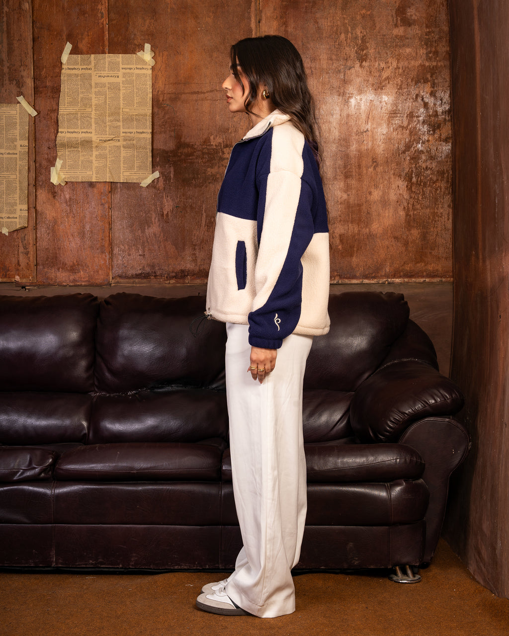 Navy Écru Teddy Jacket