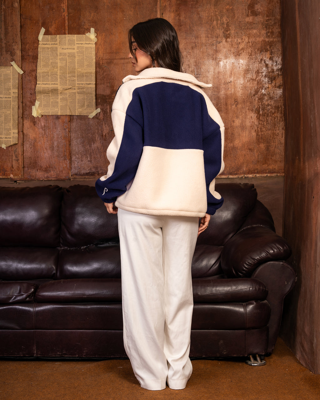 Navy Écru Teddy Jacket