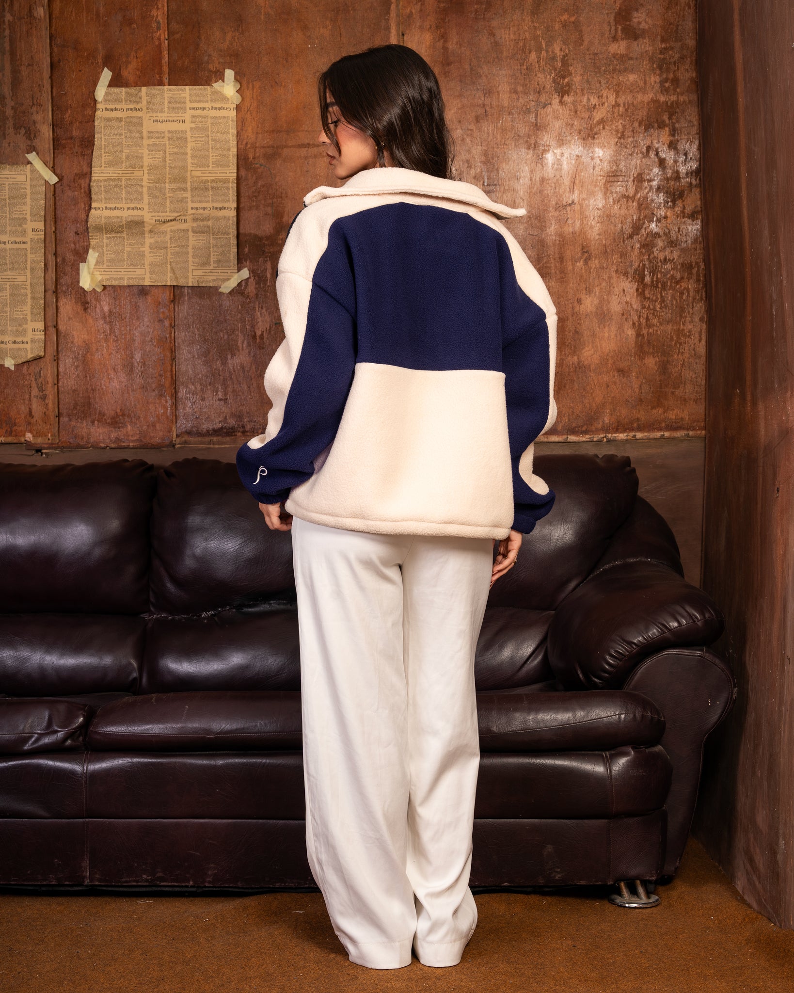 Navy Écru Teddy Jacket