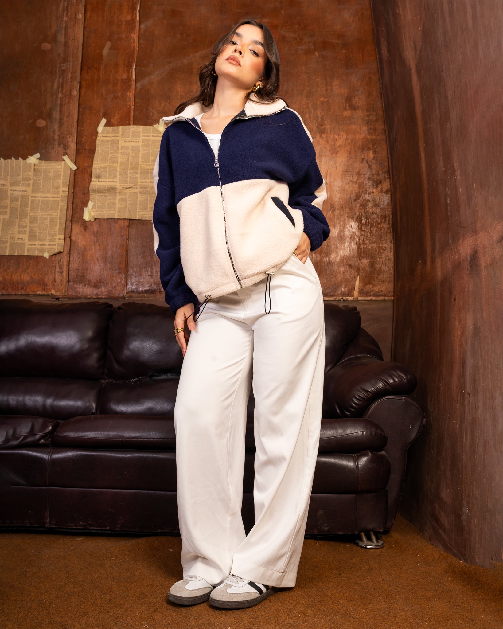 Navy Écru Teddy Jacket