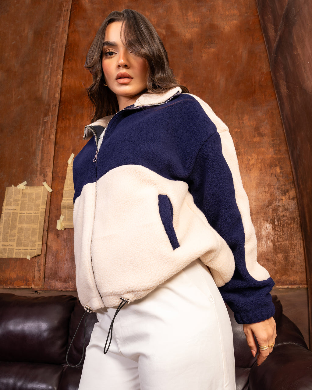 Navy Écru Teddy Jacket