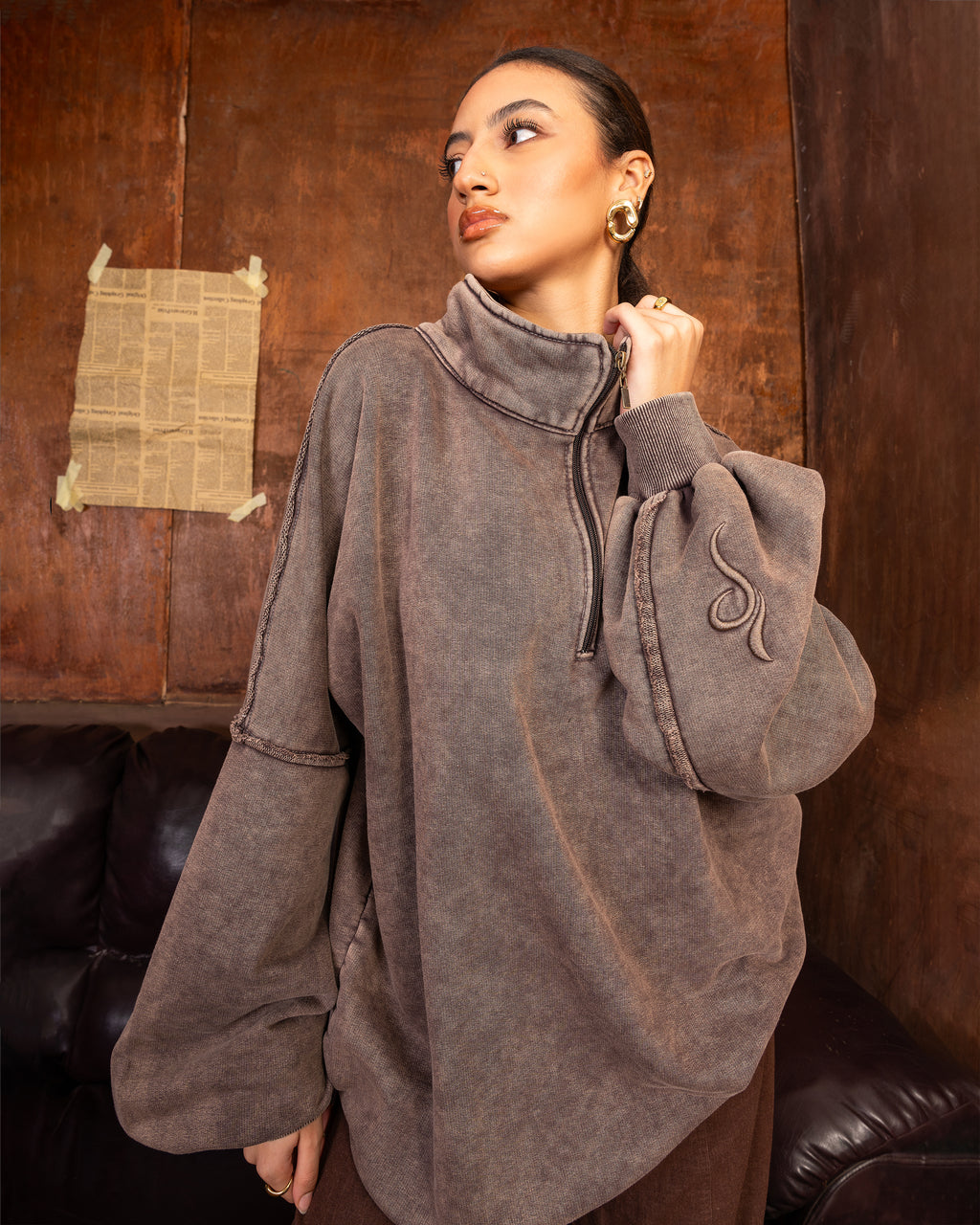 Zip Cedar Wash Hoodie