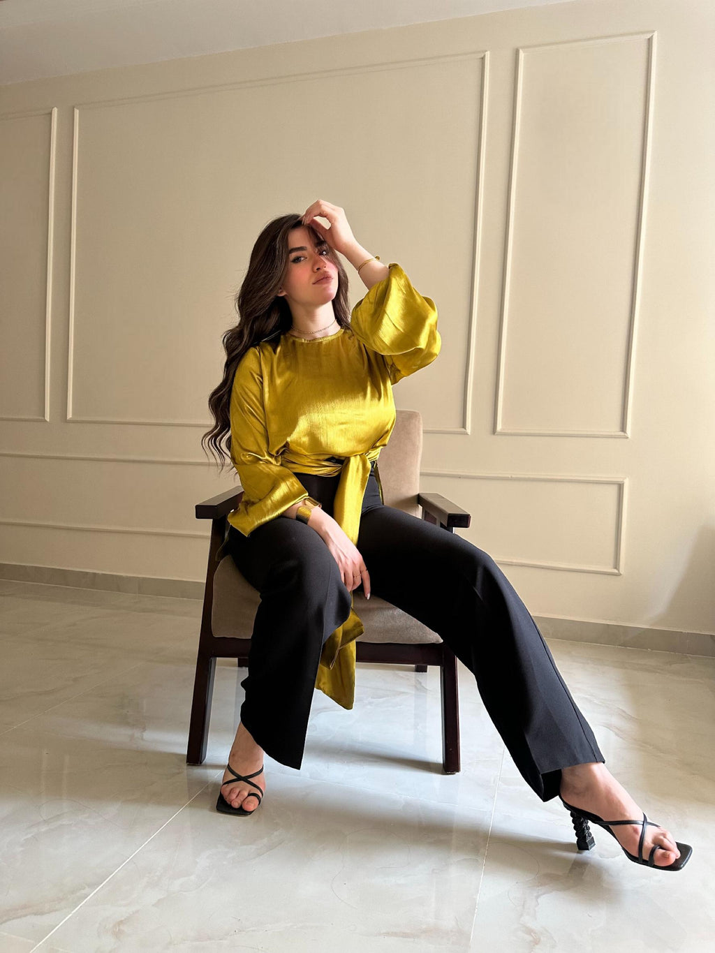 yellow blouse
