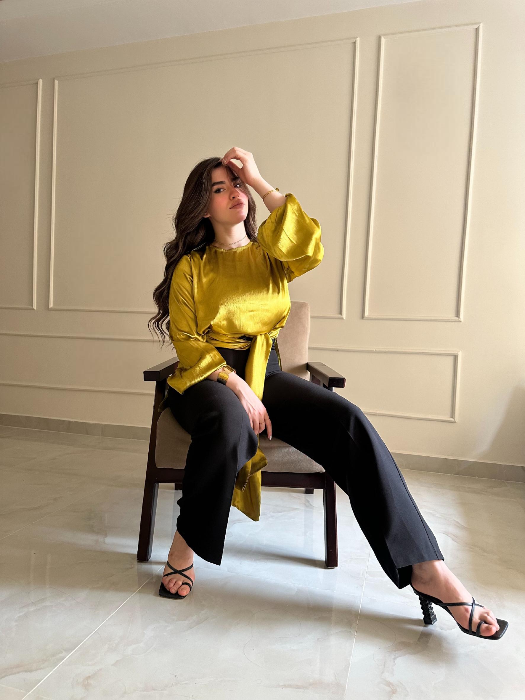 yellow blouse