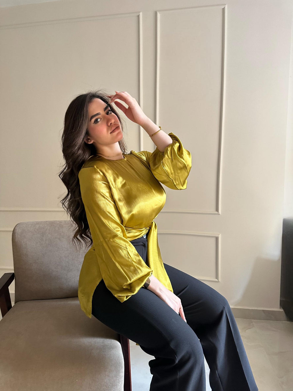 yellow blouse